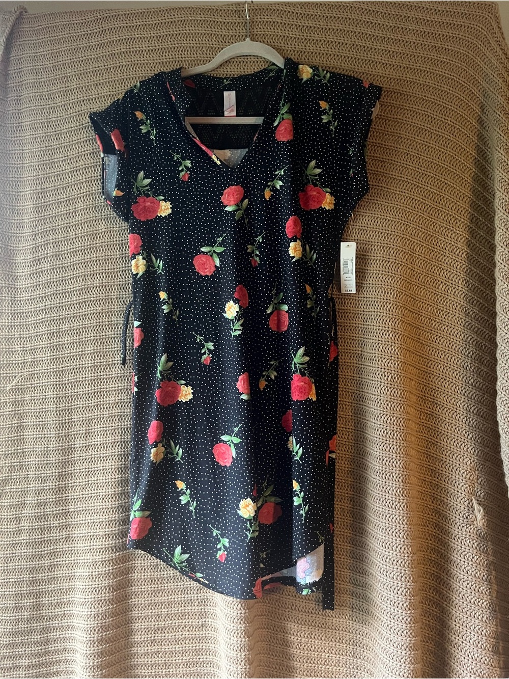 No Boundaries Black Midi Dress with Red & Yellow Floral Print